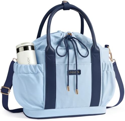 LOVEVOOK Drawstring Insulated Lunch Bag Women,Adult Lunch Box,Blue
