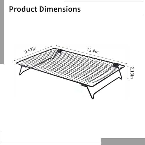 2 Pcs Cooling Racks for Baking, 13.4×9.4Inch Cookie Cooling Rack, Foldable Stackable Steel Wire Cooling Stands, Ideal for Cooling Cookies, Breads, Meats, and More