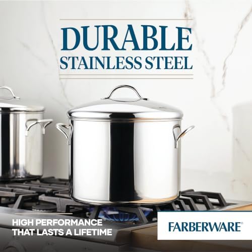 Farberware Classic Series 16 Quart Stock Pot with Lid, Stainless Steel