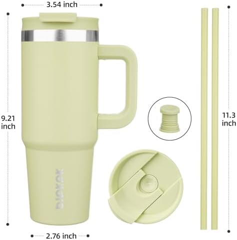 BJPKPK 30 oz Insulated Tumbler with Handle & Straw, Stainless Steel