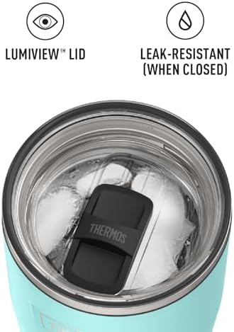 THERMOS Icon Series 24oz Stainless Steel Tumbler with Slide Lock Lid, Leakproof, Fits Cupholder, Dishwasher Safe, Griptec™ Non‑Slip Base, Keeps Drinks Hot 6 Hrs/Cold 22 Hrs, Sea Green