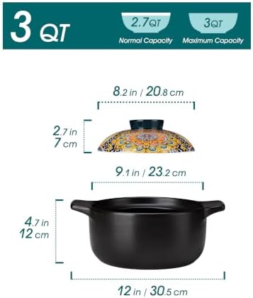 vancasso 3QT Ceramic Stock Pot with Lid, Nonstick Casserole Pot for Cooking