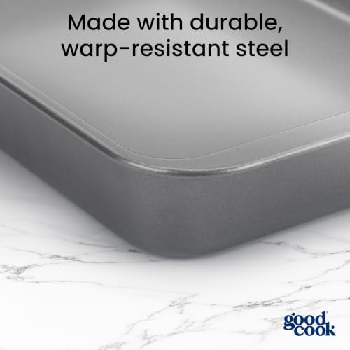 GoodCook Set of 2 Nonstick Steel 13" x 9" Cake Baking Pans with Covers, Gray