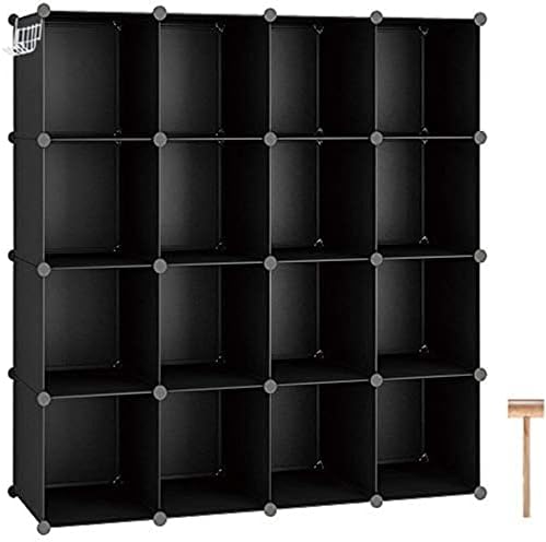 C&AHOME 16 Cube Storage Organizer Cube Shelves Units Storage Cubes, Black