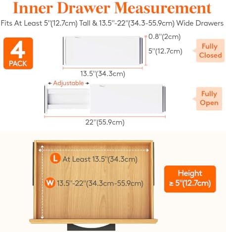 Lifewit 5" Tall Upgrade Drawer Dividers, Adjustable Deep Drawer Organizer