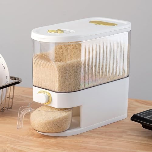 Sooyee Clear Rice Dispenser 11Lb with Measuring Cup
