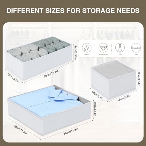 Drawer Organizer Clothes, Nursery Dresser & Closet Storage, White, 12 Pack