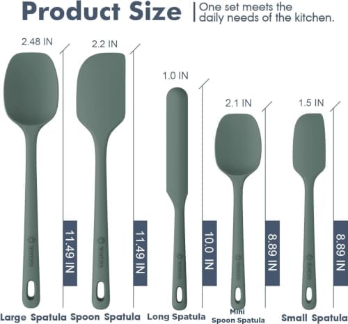ChefAide 5 Pieces Silicone Spatulas Set, Heat Resistant Rubber Spatula
