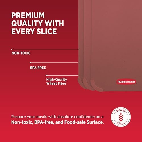 Rubbermaid 3pc Reversible Wheat Fiber Cutting Board Set | BPA Free Non Toxic Cutting Boards for Kitchen – Dishwasher Safe, Non-Slip Corners & Lightweight | For Meat, Veggies & Fruits