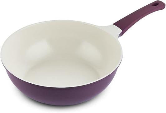 UPIT Non Stick Ceramic Wok Pan Skillet | Scratch-Resistant PFOA & PFOS Free Non Toxic Wok for Cooking | Compatible with Induction, Gas & Electric Stovetops (11 inch)