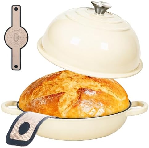 6QT Enameled Cast Iron Dutch Oven For Sourdough Bread Baking