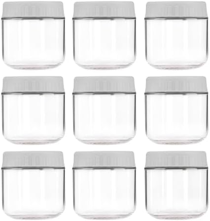 Overnight Oats Containers with Lids, 10oz Wide Mouth Mason Jars with Lids, 9 Pack Glass Jars with Airtight lid for Chia Pudding Yogurt Salad, Meal Prer Oatmeal Jars, Gray