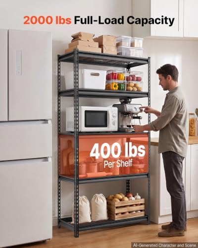 VEVOR Storage Shelves, 5-Tier 2000 lbs Garage Shelving 36 x 16 x 71.4 in