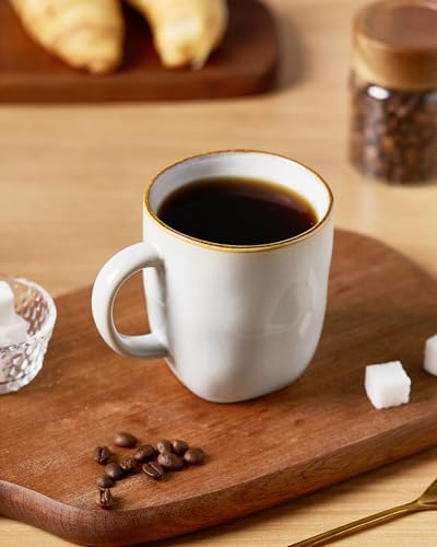 famiware Coffee Mugs Set of 4, Ocean Square 13oz Coffee Cup Set with Handle