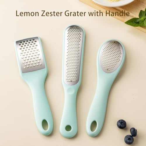 Lemon Zester Grater with Handle - 2-Piece Lemon Zester & Cheese Grater for Parmesan, Ginger, Garlic, Nutmeg, Chocolate (B)