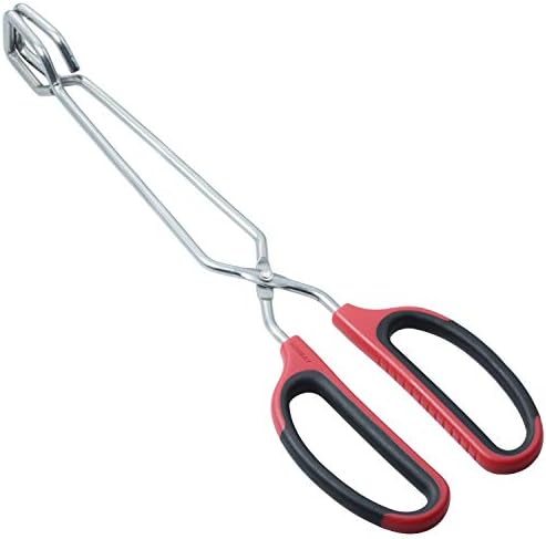 HINMAY Stainless Steel Scissor Tongs with Comfort-Grip Handle 12-Inch