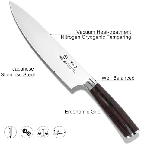 imarku Chef Knife 8 Inch, Ultra Sharp Kitchen Knife with Ergonomic Handle