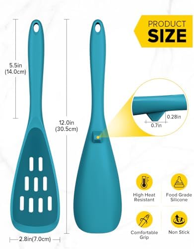 BUNDLEPRO Silicone Cooking Spoons for Nonstick Cookware, One-Piece, 2 Pack