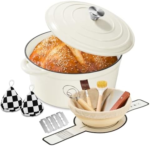 Enameled Cast Iron Dutch Oven pot 6.5 QT with Lid for Bread Baking