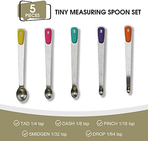 1Pack Small Measuring Spoon Set with Multi-Color Silicone Grip