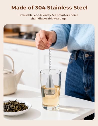 2 Pack 304 Stainless Steel Cone Tea Infuser for Loose Leaf Tea
