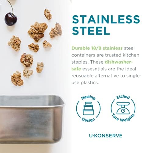 U-Konserve 45oz Stainless Steel Food Container Bento Box Clear Silicone Lid