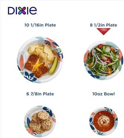 Dixie Paper Plates 8.5 Inch, 90 Count, Disposable Plates
