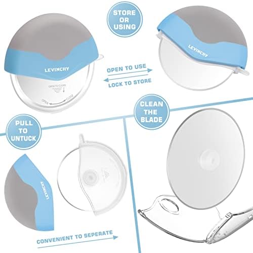 Pizza Cutter Wheel, Detachable Blade Easy to Clean, Ergonomic Pizza Slicer Cutter with Protective Blade Cover, Large Size, Blue