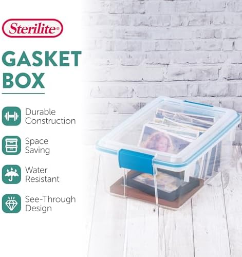 Sterilite Gasket Storage Box with Lids for Home & Office, 12 Quart, 12-Pack