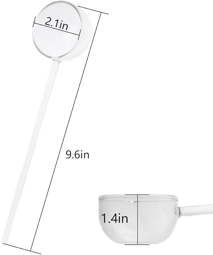 2 Pcs 9.65” Heat Glass Ladle, High Temperature Borosilicate Glass Mixing Utensil Ladle With Pourable Mouth Can Be Heated Directly With Open Flame for Home Kitchen Banquet Restaurant Soup Spoon