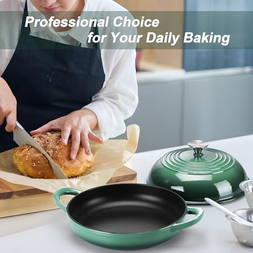 TeamFar Cast Iron Bread Dutch Oven, 6 Qt Enameled Dutch Oven Pot