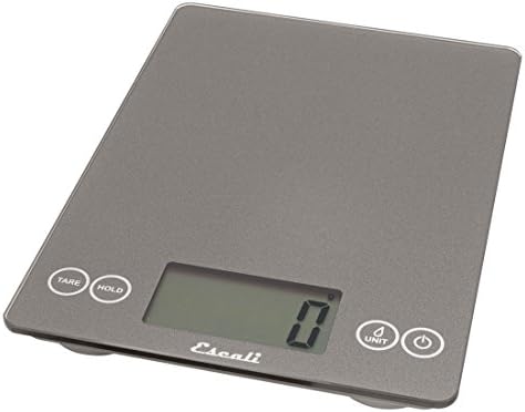Escali Arti Glass Food Scale Digital Countertop Kitchen, Baking and Cooking Scale with Nutrition and Calorie Counter, 15-Pound Capacity, 9" x 6.5" x .75", Gray Storm