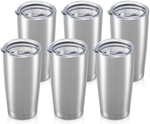 20oz Tumbler Bulk with Lid Stainless Steel Tumblers, 6 Pack