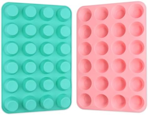 Silicone Mini Muffin Pan, 24 Cups Cupcake Pan, 2PCS