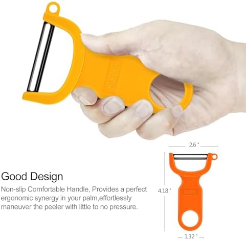 Original Vegetable Peeler, Potato Peelers for kitchen Carbon Steel Blade 3-Pack Orange/Blue/Yellow