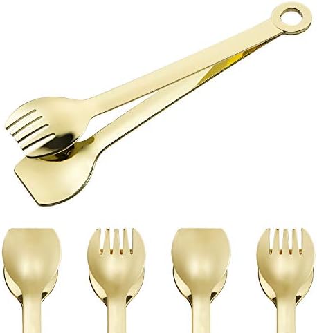 MSY BIGSUNNY Mini Appetizer Tongs Stainless Steel Set of 4, Metal Small Serving Tongs, 6 Inch(15.2cm, Golden)