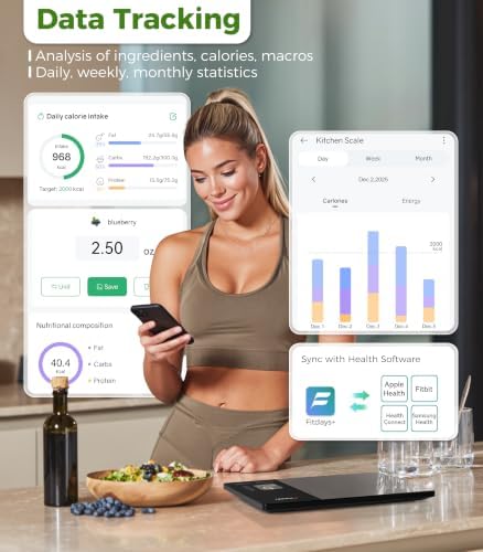 Atogou Smart Food Kitchen Scale with Nutrition Calculator, Color Display