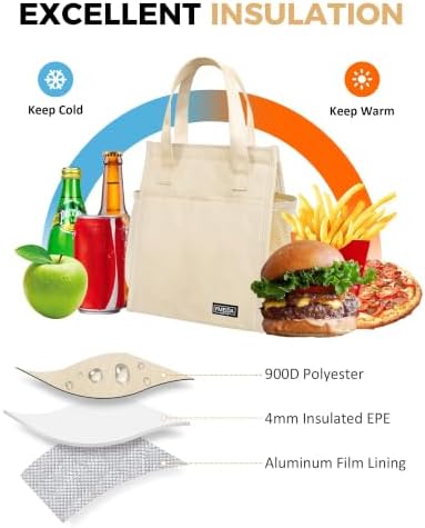 Fmeida 9L Insulated Lunch Bag Women, Reusable Cooler Tote Thermal Snack Bag
