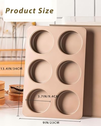 3.7in Jumbo English Muffin Pan with Lid, 6-Cup Nonstick Baking Pan