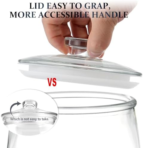 Folinstall Wide Mouth Apothecary Jar with Lid, 0.5 Gallon Glass Jar for Kitchen Storage and Laundry Room Organization, 72 oz Clear Glass Container for Cookie, Candy, Sugar, Flour, Nuts (Pack of 3)