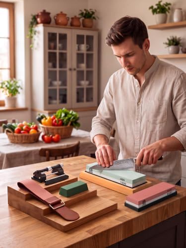 Complete Knife Sharpening Stone Kit, Double-Sided Grit400/1000 & 3000/8000