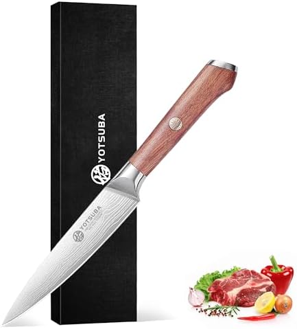 YOTSUBA 5 Inch Japanese Utility Knife with Full Tang Rosewood Handle