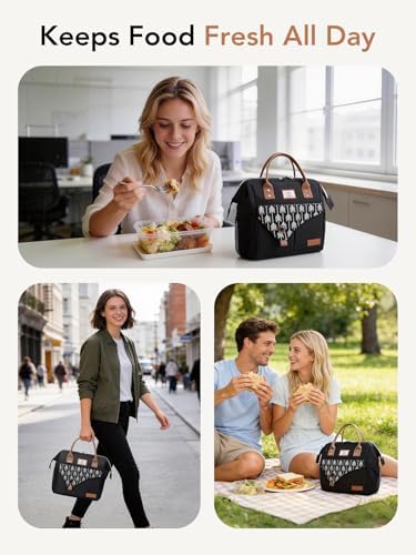 Lekesky Insulated Lunch Bag Portable Lunch Box-11L, Black
