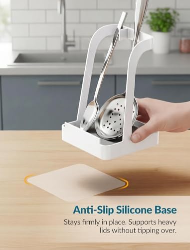 NiHome Pot Lid & Spoon Rest, Diatomite Tray Ladle Holder, Stove Top, White