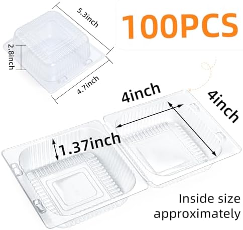 Evnlo 100 Count Heavy Duty Clear Clamshell Food Containers Hinged with Lids