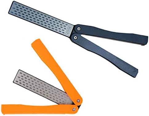 2 Pcs 400/600 Grit Portable Handheld Double Sided Sharpener Pocket Diamond Knife Sharpening Stone for Kitchen, Garden, Outdoor tools Fine/Coarse Grinding （Black/Orange）