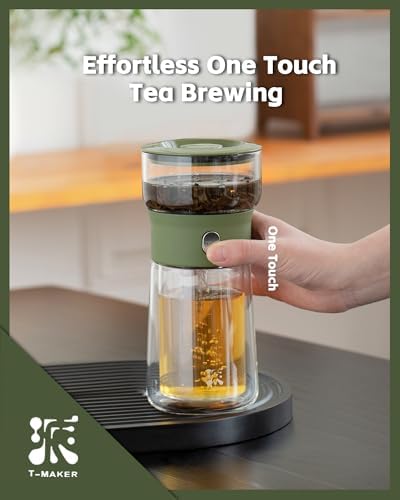 ZENS Modern Glass Infuser Teapot, Smart One Touch Tea Maker for Loose Tea