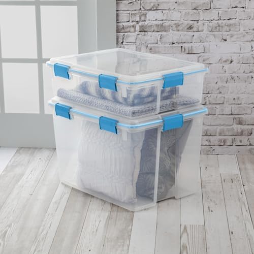 Sterilite Gasket Storage Box with Lids for Home & Office, 80 Quart, 12-Pack