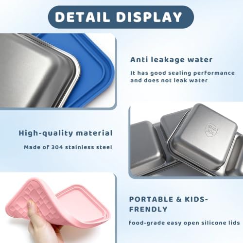 15 oz Snack Containers for Kids, Stainless Steel Lunch Box 3 Pack