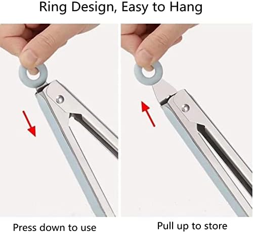 ZHIYE 4Pcs Silicone Tongs, Kitchen Tongs 7” Non-slip & Easy Grip Stainless Steel Handle - Smart Locking Clip - Heat Resistant, Food Grade